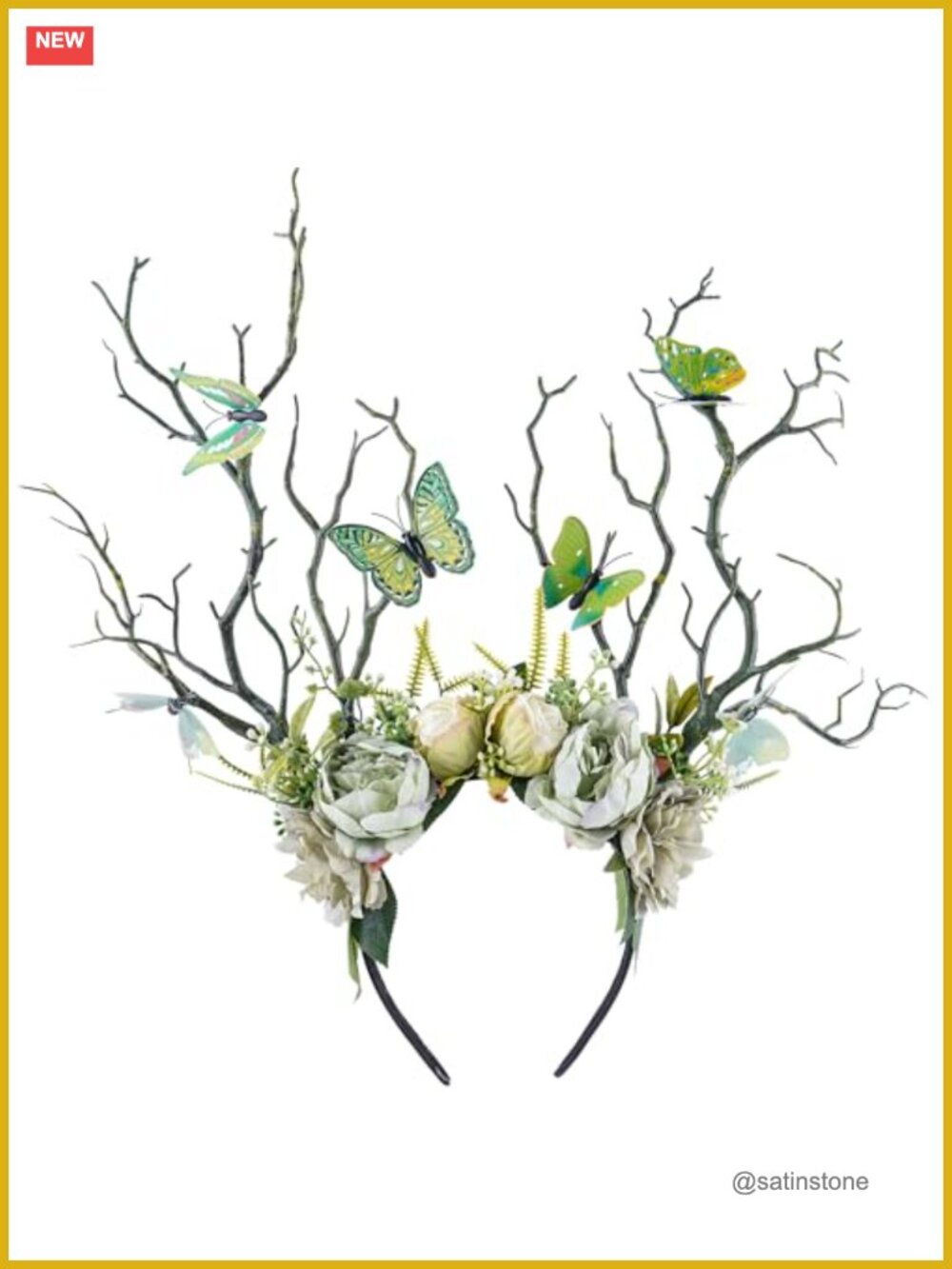 Handmade Flower Branch Headband with Butterflies for Woodland Costume Cosplay